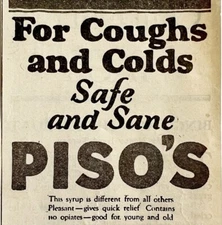 1922 Piso's Cough Cold Remedy Medicine Advertisement Medical Ephemera