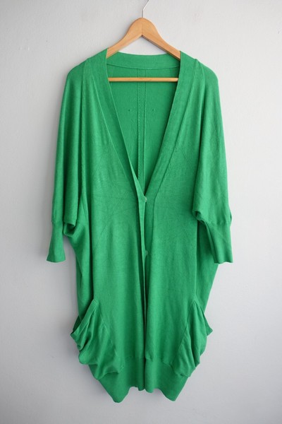 Unbranded Cardigan Womens EU 38 AU 10 Green Long V Neck Pockets Cotton Knit