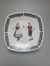Figgjo Hardanger Traditional Dancers Square Plate 6" Norway Norge Scandinavian