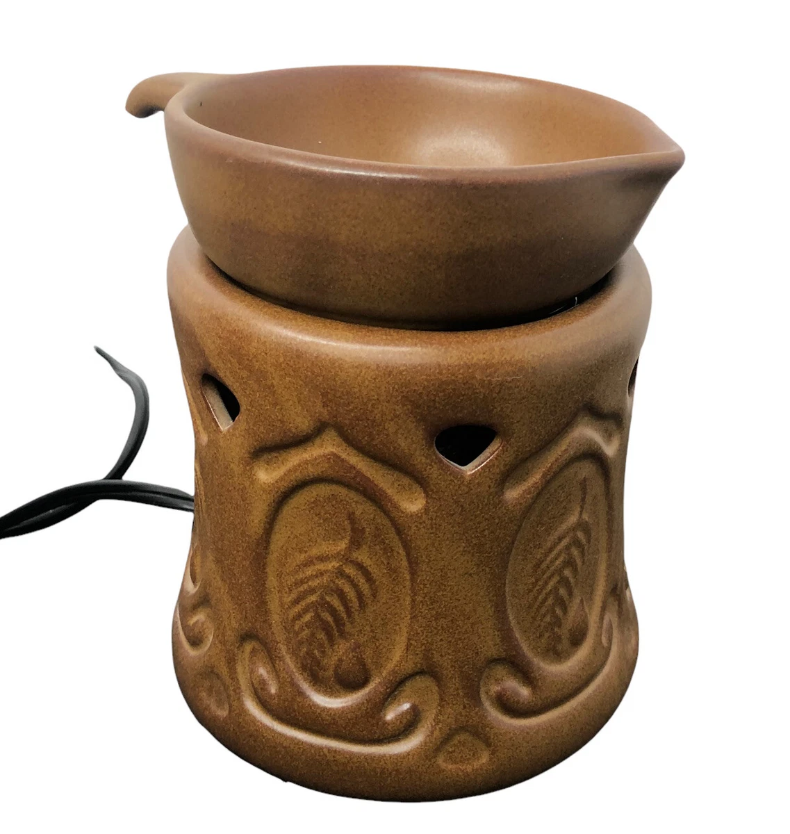 Melaleuca Wax Melt Warmer Brown Ceramic Lighted Electric