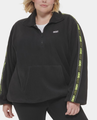 DKNY Sport Plus Size Polar Fleece Logo-Tape Sweatshirt 4D 1091 | eBay