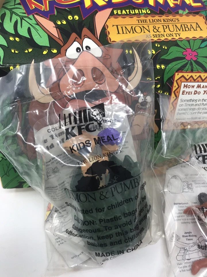 Disney Rey León KFC Timón y Pumba Niños Juguetes de Comida Lote de 3 Sellados Foto 4 de 4