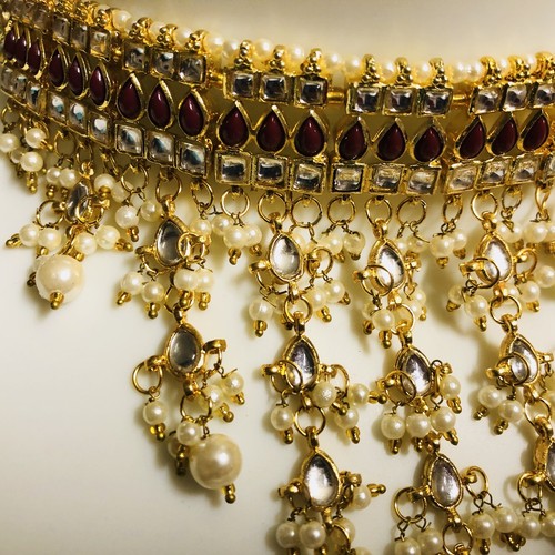 NUEVO COLLAR/TIKKA+juego de pendientes india 4 piezas cuentas doradas kundan-BOLLYWOOD-EE. UU. - Imagen 2 de 11