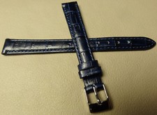12mm Timex Womens Genuine Leather Dark Blue Bamboo Crocodile Grain Watch Band