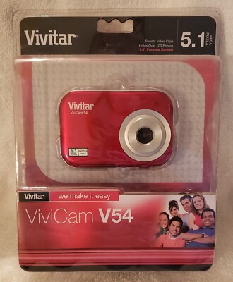 Vivitar ViviCam V54 5.1 Mega Pixels 1.5  Screen Digital Red New In Package