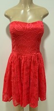 New fashion sexy elegant Coral color lace strapless flare short dress-LXL