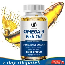 Omega 3 Fish Oil Capsules 3x Strength 315mg EPA & DHA Highest Potency 120 Pills