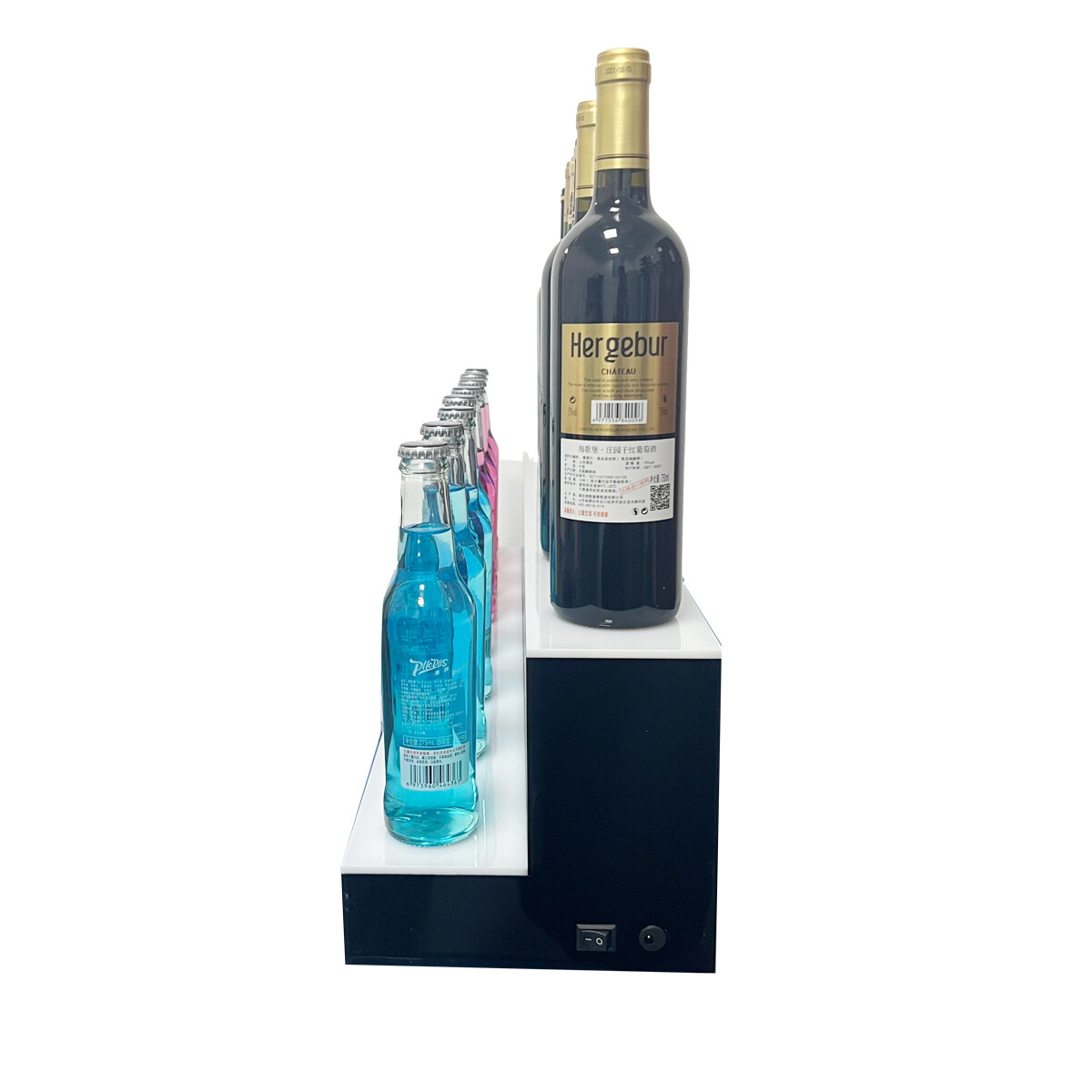 110V LED Lighted Shelf Illuminated Liquor Bottle Stand Bar Display Stand Acrylic