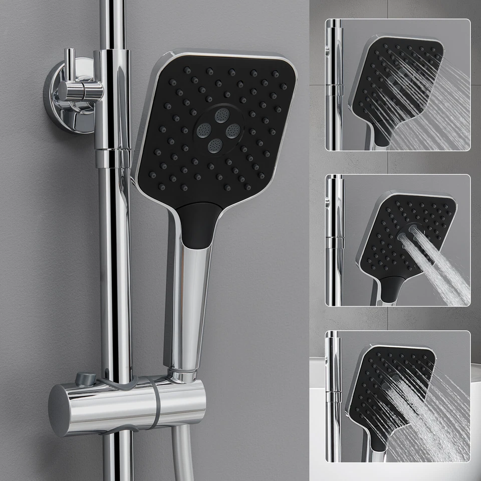 Duschsystem mit Ablage 3 Funktionen Duschset Regendusche Armatur Duschbrausen - Bild 3 von 4