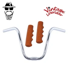 Original Lowrider 9" 25.4 D Handlebar Chrome 212 120mm Grips Solid/Brown