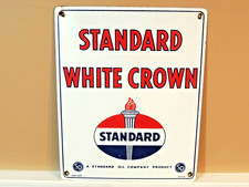 Vintage Standard Oil White Crown Porcelain Sign Gas Station Advertising 15 X 12 Vintage Standard Oil White Crown Porcelain Sign Gas Station Advertising 15 X 12