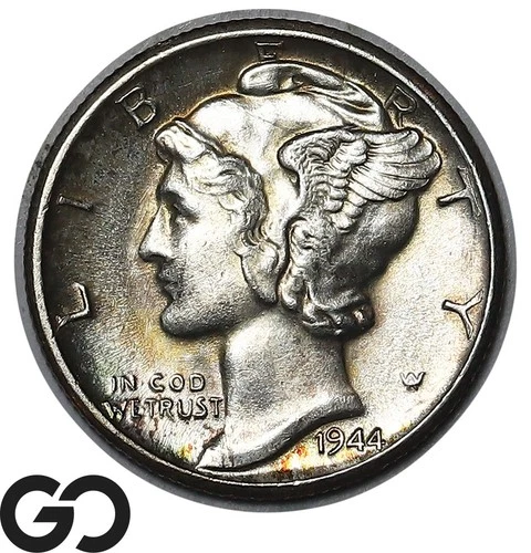 1944-D Mercury Dime, Solid Gem BU++