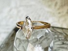 Marquise Engagement Ring VINTAGE Gold Plated Navette Glass Stone Ring SIZE 8.5