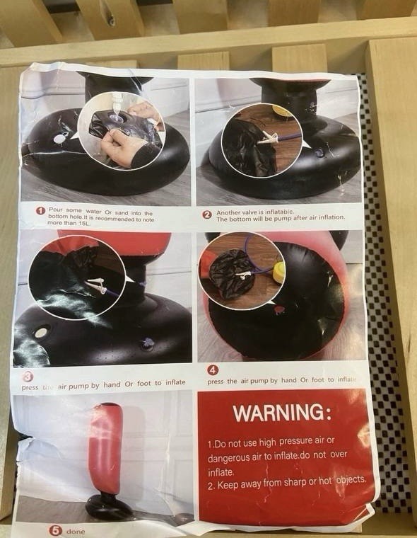 Villain Inflatable Freestanding Punching Bag Black Red 160cm for Boxing Training