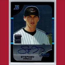 Stephen Drew Auto First Year Rookie Card RC 2005 Bowman Chrome #BDP166 D'backs. rookie card picture