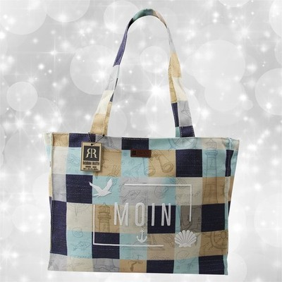 Robin Ruth Schultertasche Baumwolle Polyester blau beige OTG5122B