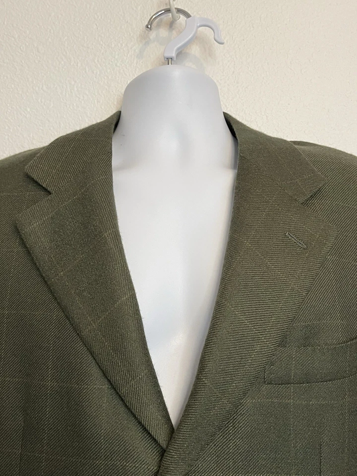 Blazer Luciano Barbera Collezione Sartoriale Italia Verde Oliva Talla US 42 EU 52 Foto 4 de 4