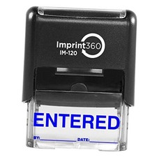 AS-IMP1100B - Entered Stamp with by:  Date:, Heavy Duty Commerical Blue Ink
