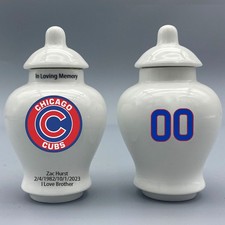 Ceramic Baseball Urn Chicago Cubs Theme, Custom Text Number