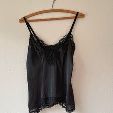 Vintage Vanity Fair Lace Floral Cami Camisole Fairy Coquette Size 32 Black