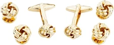 MRCUFF Knot Gold Tone Cufflinks and Studs Tuxedo Set in a Presentation Gift... 