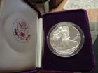 1989 S  American Eagle .999 Fine Silver Dollar in Velvet Case And Box