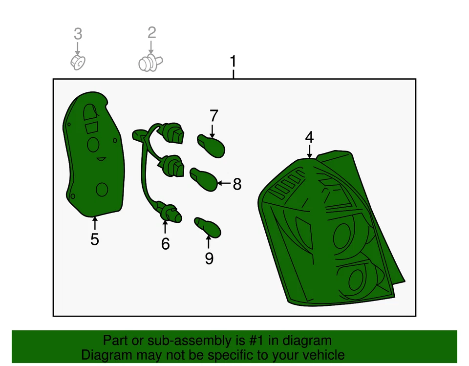 09-10 GENUINA PONTIAC VIBE LÁMPARA TRASERA LATERAL PASAJERO, PIEZA NUEVA OEM, P/N 88975723 Foto 3 de 4