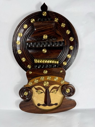 Wooden Kathakali Wall Hanging Tribal Mask 12"H