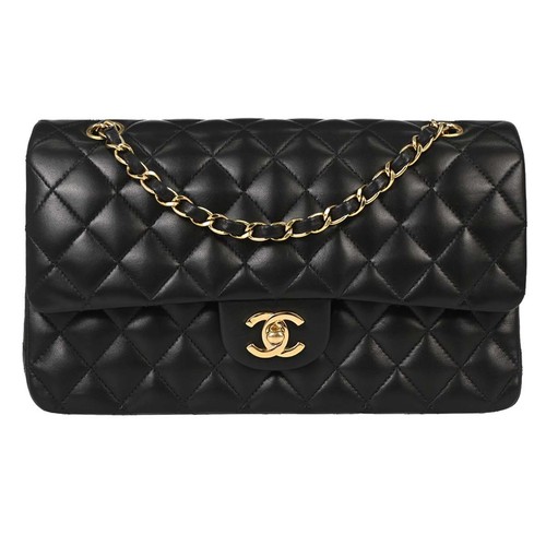 Chanel Black Lambskin Medium Classic Double Flap Shoulder Bag 178252
