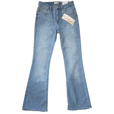 Only Damen Jeans Onlblush Blush Flared Mid Waist Denim Gr L/30 Hellblau NEU - Bild 1 von 4