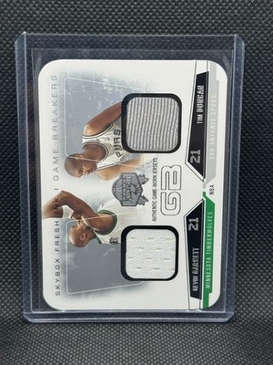 Kevin Garnett Tim Duncan 2004-05 SkyBox Fresh Ink Game Breakers Jersey /199 Rare