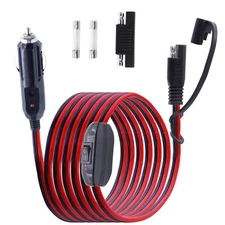 Cigarette Lighter SAE Battery Charger Cable with Switch ON/OFF 16AWG 12V Ciga...