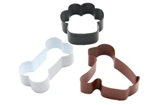 Dog Cookie Cutter Set of 3 - Dog, Paw Print and Dog Bone Stainless Steel Cook...