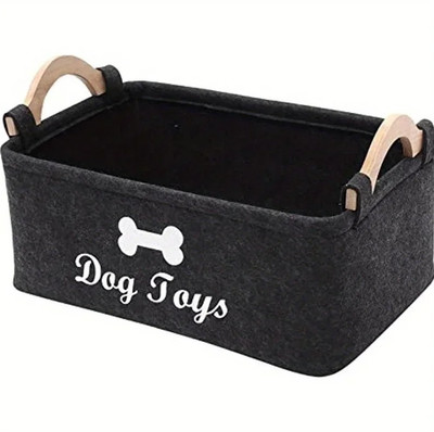 1pc Felt Pet Toy Storage Box Dog Toy Basket Organizer Plush Bin Home - NEW