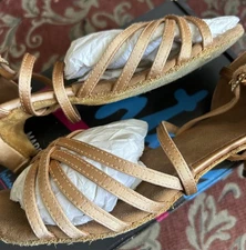 International Dance Shoes Latin Flavia Flesh Satin UK5 US7 Junior Heel Height