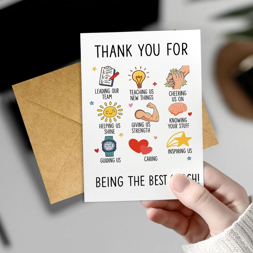 Thank You Card for Teachers and Coaches, Team Sports Gratitude, School Athlete A - Image 2 of 4