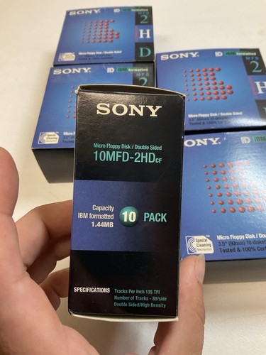 Sony MFD 2HD 3.5" Micro Floppy Disk IBM Formatted Diskette Pack NEW Lot Of 5 Box - 第 9/10 張圖片