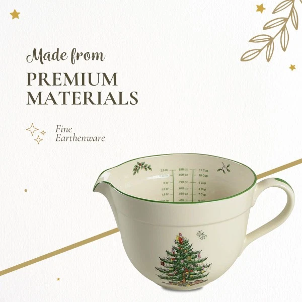 Jarro de bateria de árvore de Natal Spode | Tigela de mistura de 2 quartos com alça - Imagem 4 de 4