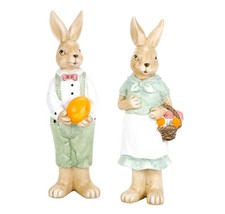 Hasen Deko Figur Hasenpaar 2er Set Osterfiguren Osterhase Hasenmann Hasenfrau