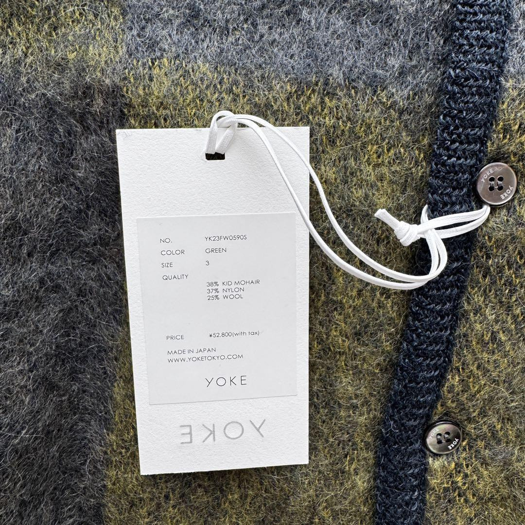 YOKE Square Panel Mohair Cardigan Men's Size 3 Multicolor YOKE Square Panel Mohair Cardigan Men's Size 3 Multicolor