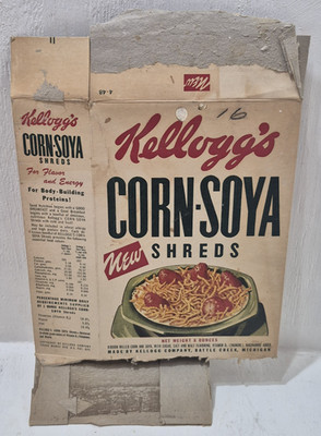Vintage 1940s Kellogg's Corn-Soya Shreds Cereal Box Model Home Kit Promo Back