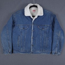 Vintage Levis 70609 Sherpa Lined Denim Trucker Jacket Large 80s Scovill USA Made