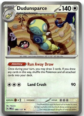 Dudunsparce (Master Ball Pattern) 080/131 Holo Prismatic Evolutions Pokemon NM