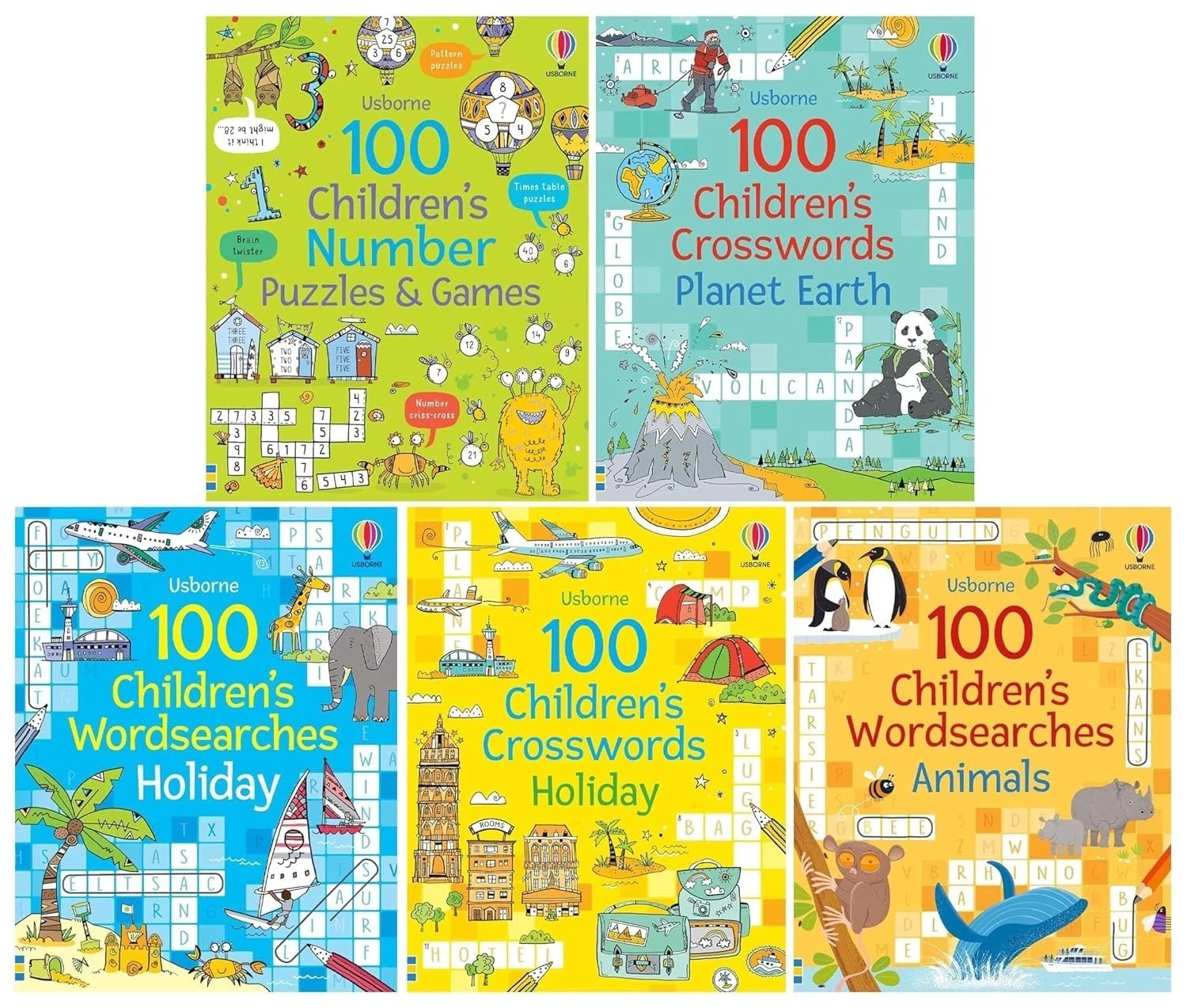 Usborne Publishing Ltd Red Usborne: 100 Children's Puzzles, Crosswords & Wordsearches By Phillip Clarke 5 Books Collection Set - Ages 7+ - Paperback - Image 3