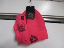 RBX KIDS/GIRLS WINTER HAT & GLOVES SET NWT PINK W/RAISED LOGOS WARM STYLISH