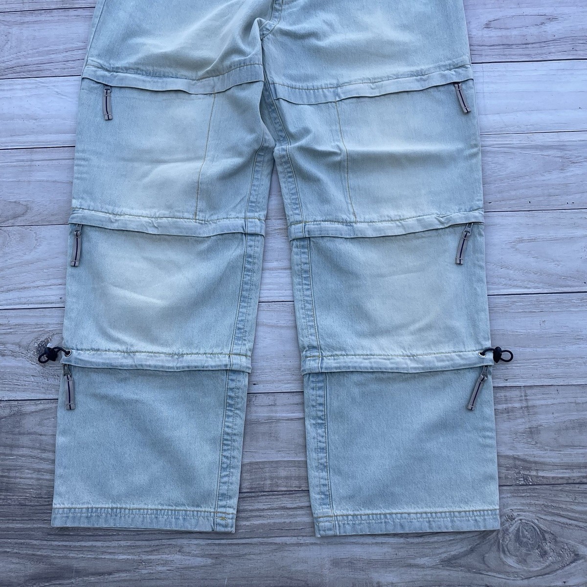 Vintage Royal Blue Jeans Multi-zip Mens Sz 42 Denim Baggy 90s Y2K