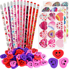 36 Set Valentine  S Day Stationery Gifts for Kids,36 Pencils 36 Heart Erasers 144