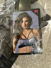 Seven 'Til Midnight Strike Black Gray Sports Bra Strap Back Women’s Medium M