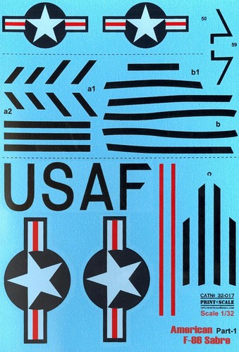 Print Scale Decals 1/32 NORTH AMERICAN F-86 SABRE Jet with STENCILS Part 1 - Picture 3 of 5
