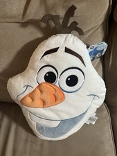 Disney Store FROZEN OLAF PLUSH PILLOW Embroidered Head Cushion Bedding NEW 19in